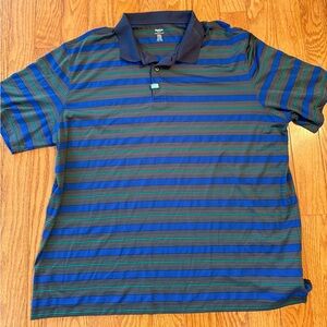 Reebok Golf Men Green Blue Striped Short Sleeve Casual Performance Polo Shirt 3X